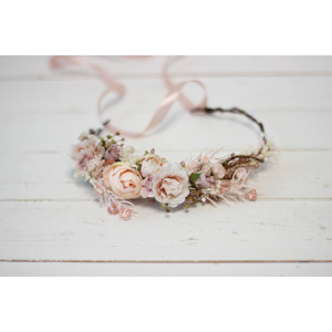 Blush pink  flower crown. Hair wreath. Flower girl crown. Wedding flowers. 5027