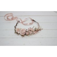 Blush pink  flower crown. Hair wreath. Flower girl crown. Wedding flowers. 5027-sara