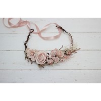 Blush pink  flower crown. Hair wreath. Flower girl crown. Wedding flowers. 5027-sara