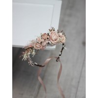 Blush pink  flower crown. Hair wreath. Flower girl crown. Wedding flowers. 5027-sara