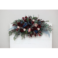  Flower arch arrangement in burgundy navy blue blush pink colors.  Arbor flowers. Floral archway. Faux flowers for wedding arch. 5022-1