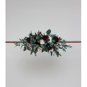  Flower arch arrangement in burgundy navy blue cream colors.  Arbor flowers. Floral archway. Faux flowers for wedding arch. 5024