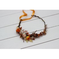 Rust orange beige flower crown. Hair wreath. Flower girl crown. Wedding flowers. 5023 Autumn