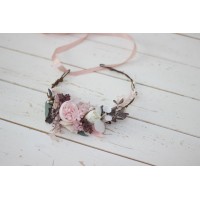 Blush pink beige flower crown. Hair wreath. Flower girl crown. Wedding flowers. 5034