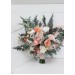 Wedding bouquets in blush pink white peach colors. Bridal bouquet. Faux bouquet. Bridesmaid bouquet. 5035