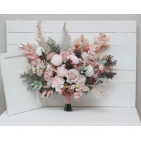 Wedding bouquets in beige blush pink colors. Bridal bouquet. Faux bouquet. Bridesmaid bouquet. 5034