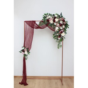  Flower arch arrangement in burgundy dusty rose cream colors.  Arbor flowers. Floral archway. Faux flowers for wedding arch. 5037