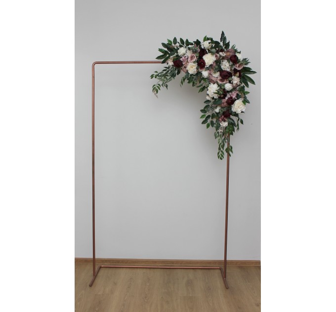  Flower arch arrangement in burgundy dusty rose cream colors.  Arbor flowers. Floral archway. Faux flowers for wedding arch. 5037