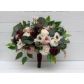 Wedding Bouquets in Burgundy, Dusty Rose & Cream | Faux Bridal & Bridesmaid Bouquets