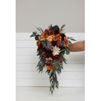 Cascading bouquet for fall wedding. Bridesmaid bouquet bouquet . Orchid dahlia bouquet. Faux bouquet. Wedding flowers. Bridesmaid bouquet. 0035