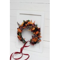  Rust burgundy cinnamon orange  flower crown. Hair wreath. Flower girl crown. Wedding flowers. 0033