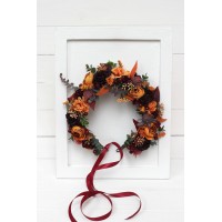  Rust burgundy cinnamon orange  flower crown. Hair wreath. Flower girl crown. Wedding flowers. 0033