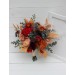 Cascading bouquet. Fall wedding bouquet. Rust orange red blue bridal bouquet. Faux bouquet. Wedding flowers. Boho wedding bouquet. 5042