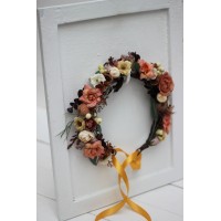 Terracotta rust peach flower crown. Hair wreath. Flower girl crown. Wedding flowers. 5040