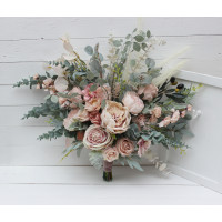 Wedding bouquets in beige blush pink colors. Bridal bouquet. Faux bouquet. Bridesmaid bouquet. 5043