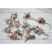  Wedding boutonnieres and wrist corsage  in beige blush pink color scheme. Flower accessories. 5043