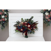 Wedding bouquets in burgundy navy blue beige colors. Bridal bouquet. Faux bouquet. Bridesmaid bouquet. 5047