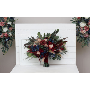 Wedding bouquets in burgundy navy blue beige colors. Bridal bouquet. Faux bouquet. Bridesmaid bouquet. 5047