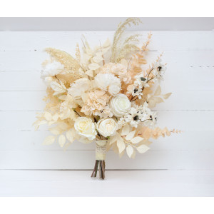 Wedding bouquets in champagne ivory cream colors. Bridal bouquet. Faux bouquet. Bridesmaid bouquet. 5206