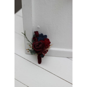  Wedding boutonnieres and wrist corsage  in burgundy navy blue color scheme. Flower accessories. 5047
