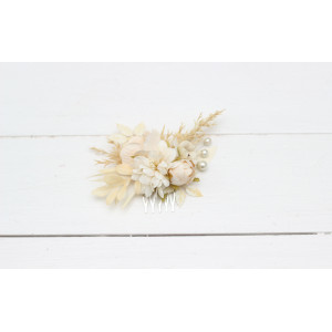 Flower comb in champagne ivory cream color scheme. Wedding accessories for hair. Bridal flower comb. Bridesmaid floral comb. 5206