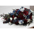 Wedding Bouquet in Burgundy, White & Navy Blue | Cascading Bridal & Bridesmaid Faux Bouquets