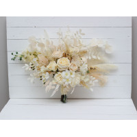 Wedding bouquets in champagne ivory cream colors. Bridal bouquet. Faux bouquet. Bridesmaid bouquet. 5049-2