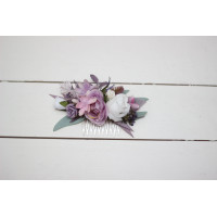 Flower comb in lilac white mauve color scheme. Wedding accessories for hair. Bridal flower comb. Bridesmaid floral comb. 5059-1