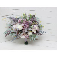 Wedding bouquets in lilac mauve colors. Bridal bouquet. Faux bouquet. Bridesmaid bouquet. 5059