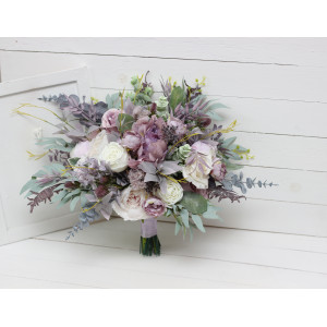 Wedding bouquets in lilac mauve colors. Bridal bouquet. Faux bouquet. Bridesmaid bouquet. 5059