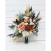 Wedding bouquets in orange rust cinnamon peach colors. Bridal bouquet. Faux bouquet. Bridesmaid bouquet. 5058