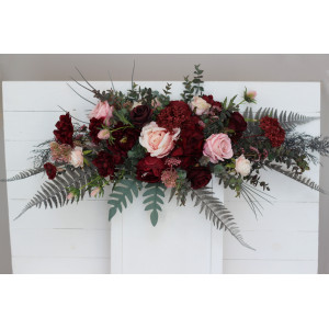  Flower arch arrangement in burgundy blush pink colors.  Arbor flowers. Floral archway. Faux flowers for wedding arch. 5060-9