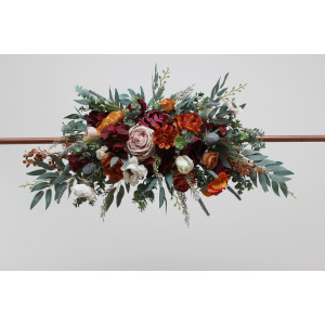  Flower arch arrangement in rust burgundy  colors.  Arbor flowers. Floral archway. Faux flowers for wedding arch. 5060-6