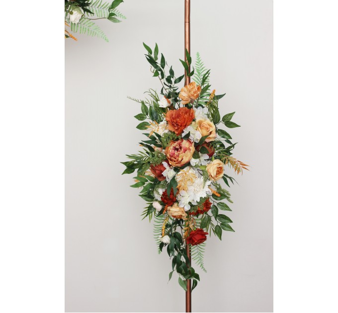  Flower arch arrangement in rust cream cinnamon colors.  Arbor flowers. Floral archway. Faux flowers for wedding arch. 5060-5
