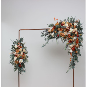  Flower arch arrangement in rust ivory orange colors.  Arbor flowers. Floral archway. Faux flowers for wedding arch. 5060-7