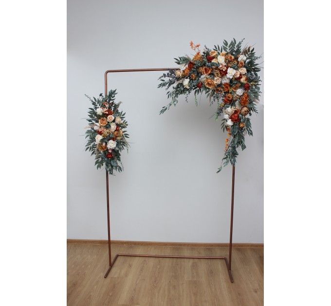  Flower arch arrangement in rust ivory orange colors.  Arbor flowers. Floral archway. Faux flowers for wedding arch. 5060-7