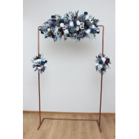  Flower arch arrangement in dusty blue navy blue burgundy white colors.  Arbor flowers. Floral archway. Faux flowers for wedding arch. 5063