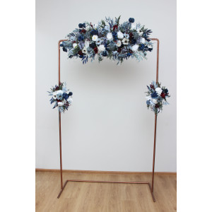  Flower arch arrangement in dusty blue navy blue burgundy white colors.  Arbor flowers. Floral archway. Faux flowers for wedding arch. 5063