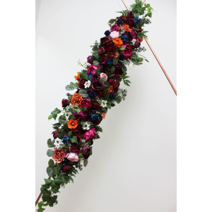  Flower arch arrangement in emerald green orange purple colors.  Arbor flowers. Floral archway. Faux flowers for wedding arch. 5054