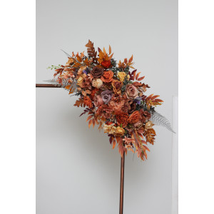  Flower arch arrangement in rust purple orange colors.  Arbor flowers. Floral archway. Faux flowers for wedding arch. 5073