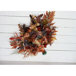 Wedding bouquets in rust purple orange colors. Bridal bouquet. Faux bouquet. Bridesmaid bouquet. 5073