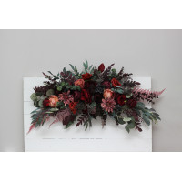  Flower arch arrangement in deep burgundy red blue colors.  Arbor flowers. Floral archway. Faux flowers for wedding arch. 5077