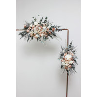  Flower arch arrangement in beige white gray colors.  Arbor flowers. Floral archway. Faux flowers for wedding arch. 5078