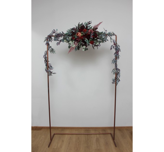  Flower arch arrangement in deep burgundy red blue colors.  Arbor flowers. Floral archway. Faux flowers for wedding arch. 5077
