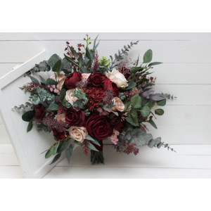 Wedding bouquets in burgundy blush pink colors. Bridal bouquet. Faux bouquet. Bridesmaid bouquet. 5080