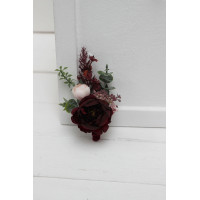  Wedding boutonnieres and wrist corsage  in burgundy blush pink color scheme. Flower accessories. 5080