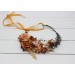  Orange rust peach crown. Hair wreath. Flower girl crown. Wedding flowers. 0001