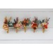  Wedding boutonnieres and wrist corsage  in orange rust peach color theme. Flower accessories. 0001
