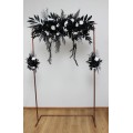  Flower arch arrangement in black and white colors.  Arbor flowers. Floral archway. Faux flowers for wedding arch. 5086