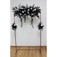  Flower arch arrangement in black and white colors.  Arbor flowers. Floral archway. Faux flowers for wedding arch. 5086